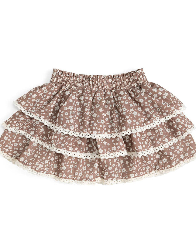 Mocha Floral Skort - Kids Boutique Clothing - Fall