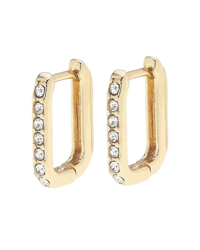 Tai Pave Rectangle Huggie Hoop Earrings in Shiny Gold