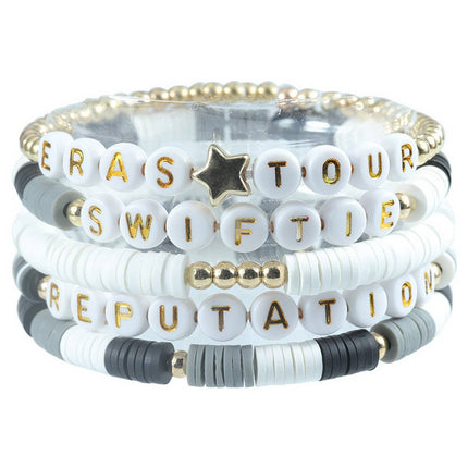 5PCS COLORED LETTER MULTI-LAYER BEADED BRACELET_CWAJE0711