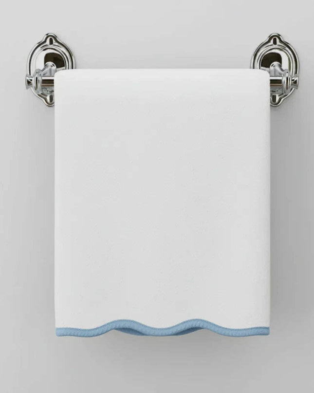 Personalized Luxury Cotton Hand Towels with Scallop Piping