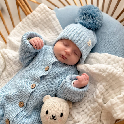 Classic Chunky Knit Jumpsuit - Powder Blue