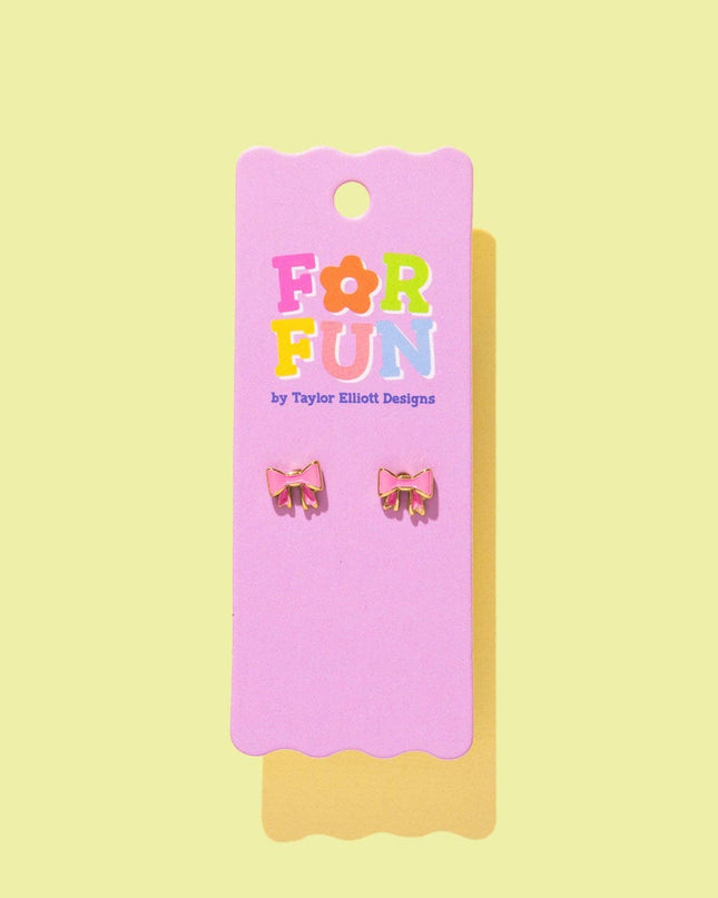 Pink Bows Stud Earrings