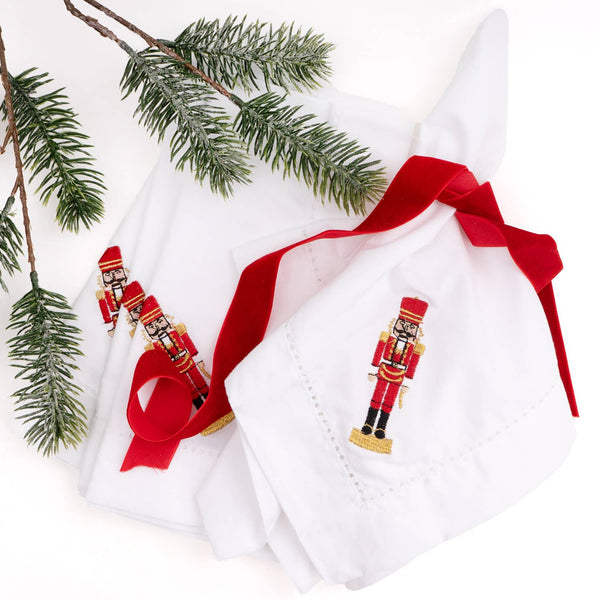 4 Piece Set Nutcracker Embroidered Dinner Napkins