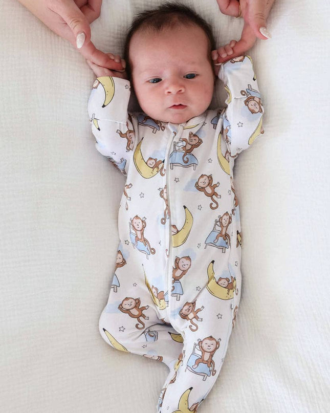 Monkey See, Monkey Snooze Zipper Footie