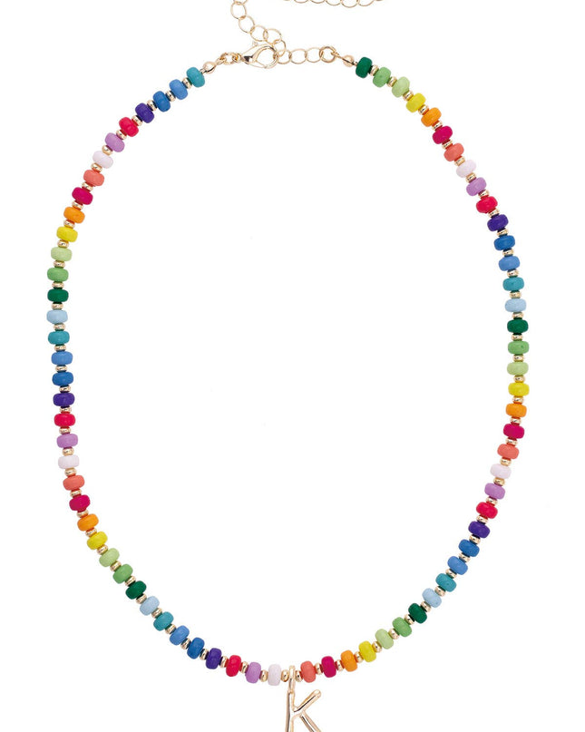 Ruthie Rainbow Beaded Mini Initial Children's Necklace