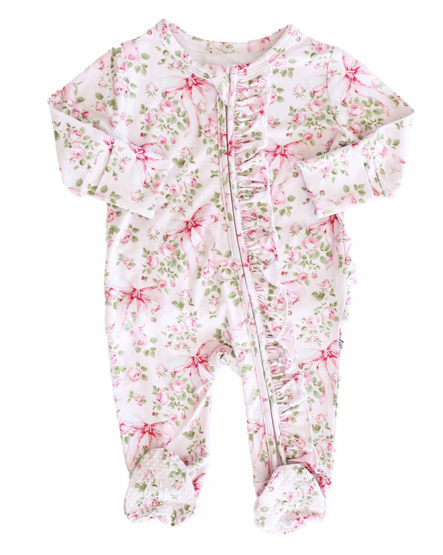 Bows in Bloom Ruffle Zipper Footie
