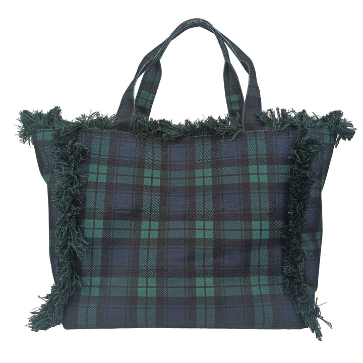Fringe Tote - Blank Plaid