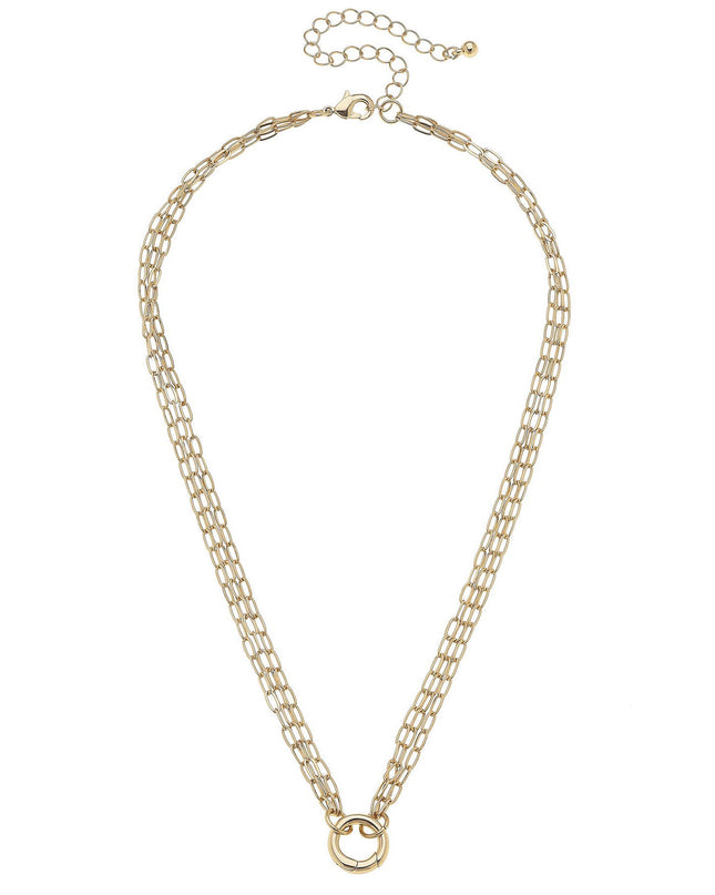 Celia 3-Row Dainty Charm Necklace Base in Shiny Gold