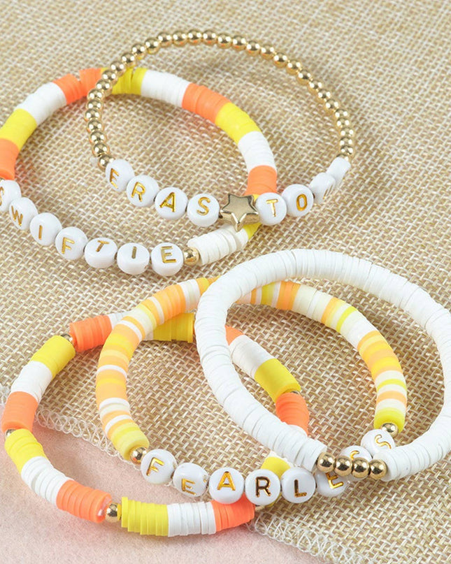 5PCS COLORED LETTER MULTI-LAYER BEADED BRACELET_CWAJE0711
