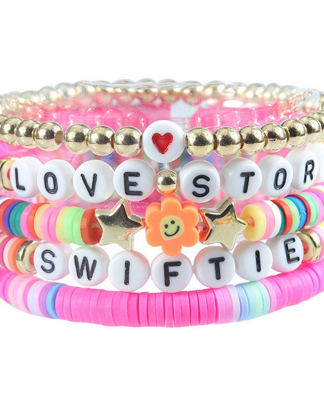 5PCS COLORED LETTER MULTI-LAYER BEADED BRACELET_CWAJE0711