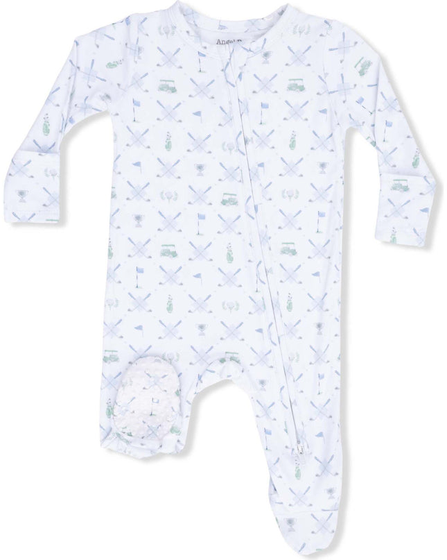 Golf Trellis 2 Way Zipper Footie - Blue