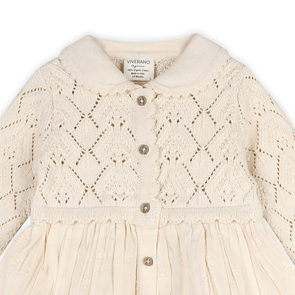 Phoebe Pointelle Knit Sweater Baby Dress (Organic Cotton)