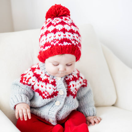 Fairisle Red Cardigan Sweater