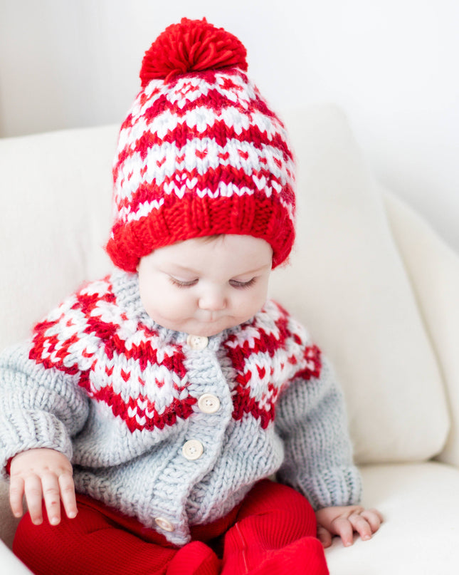 Fairisle Red Cardigan Sweater