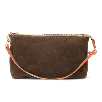 "Colette" Suede Shoulder Bag in Praline