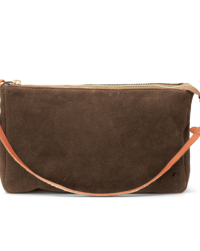 "Colette" Suede Shoulder Bag in Praline