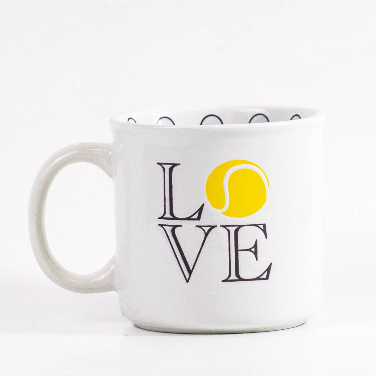 Tennis Club Love Coffee Mug   White/Navy/Yellow   14oz