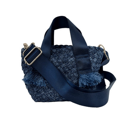 Dora Small Woven Denim Tote w/ Crossbody Strap