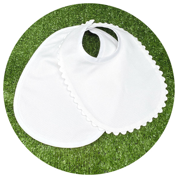 White Cotton Pique Toddler Drool Bib