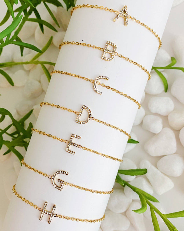 Dainty Sparkle Initial Bracelet