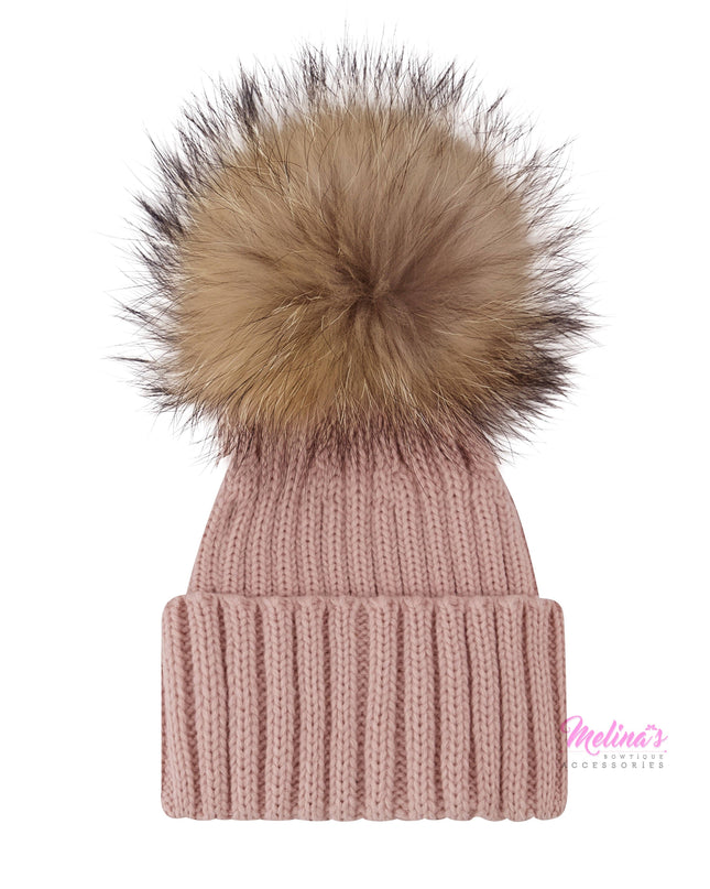 Blush Pom Beanies