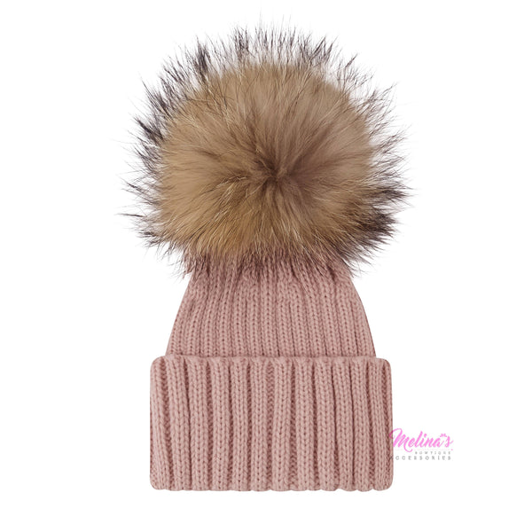 Blush Pom Beanies