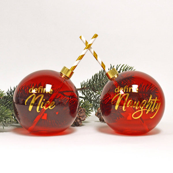 Define Naughty & Nice Ornament Drinking Glasses - Boxed Set