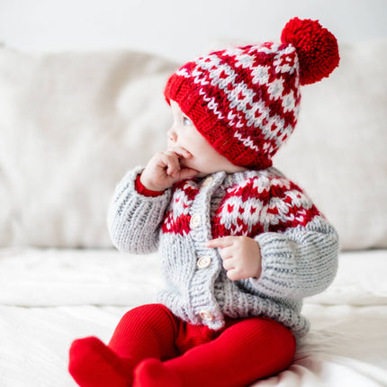 Fairisle Red Cardigan Sweater