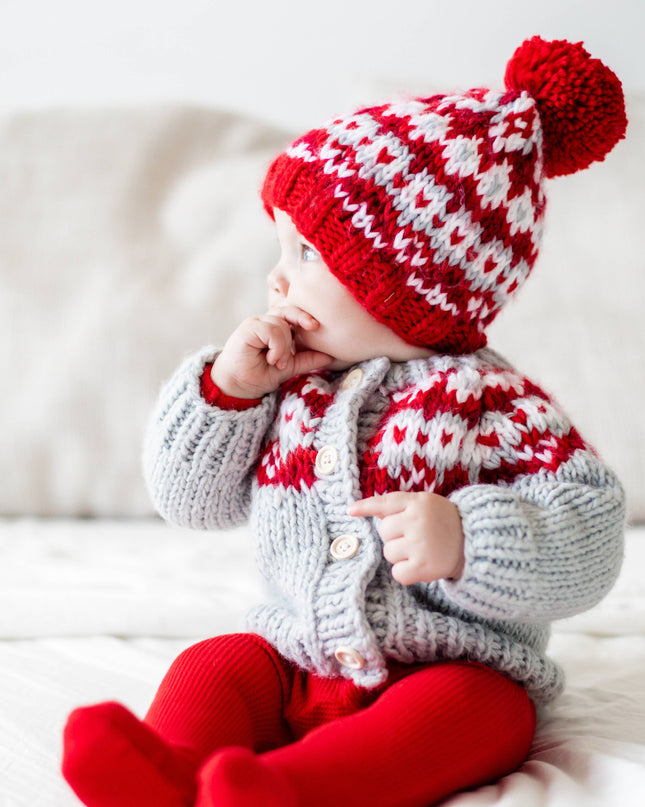 Fairisle Red Beanie Hat