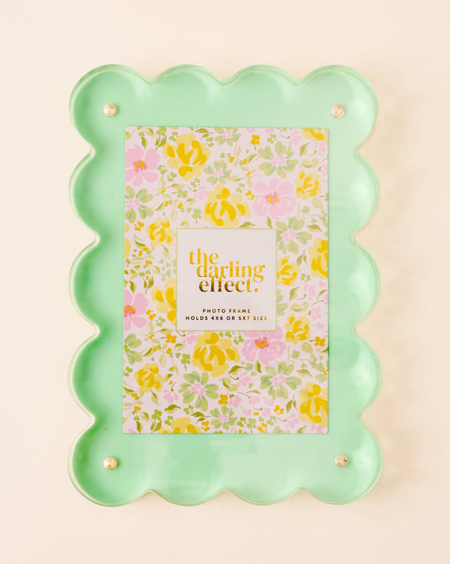 Rectangle Scalloped Acrylic Frame - Green
