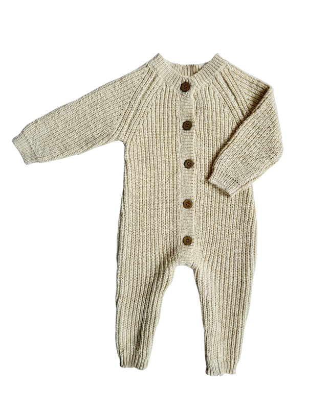 Classic Chunky Knit Jumpsuit - French Cream