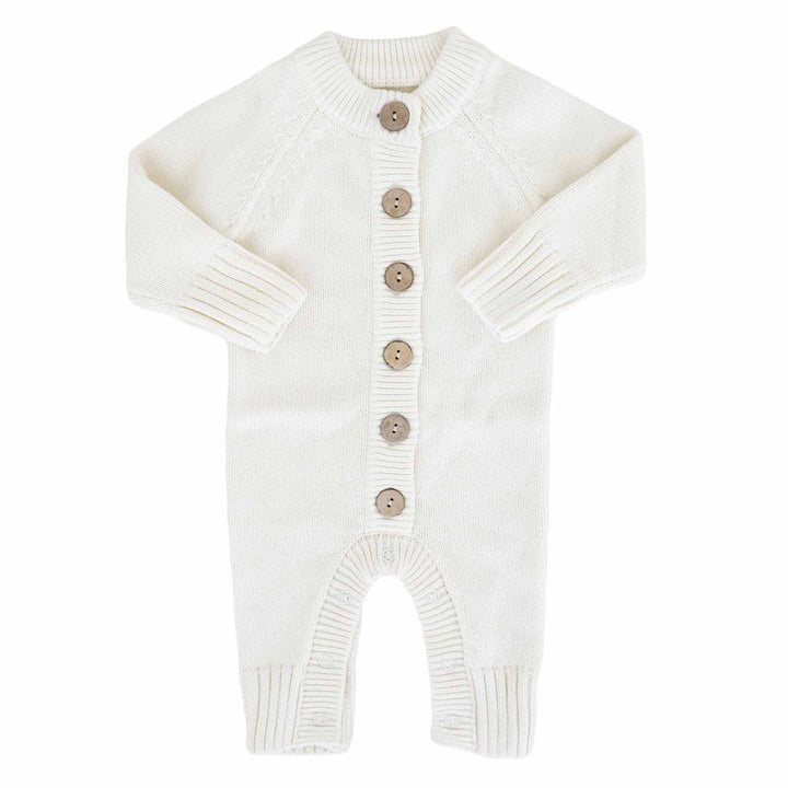 Knit Sweater Button Romper | Ivory
