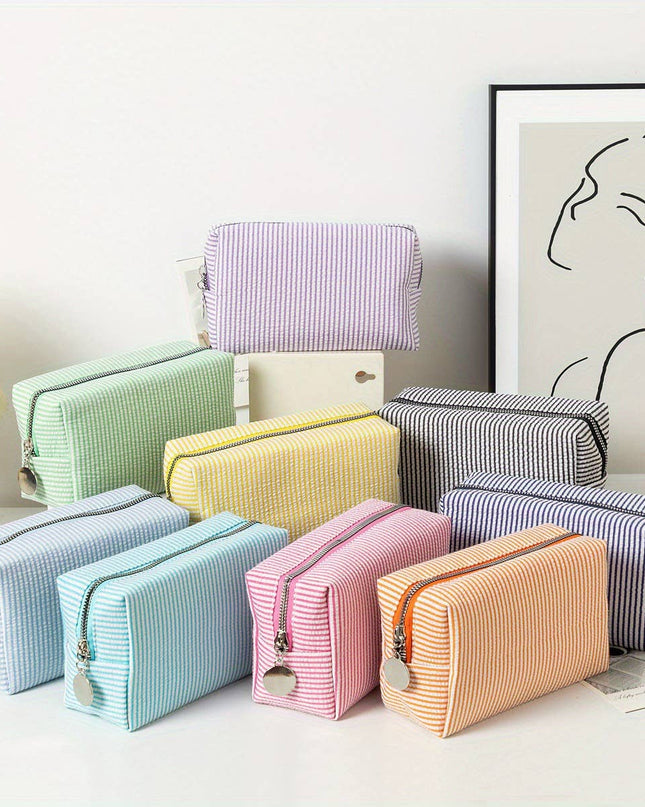 Personalized Striped Cosmetic Bag