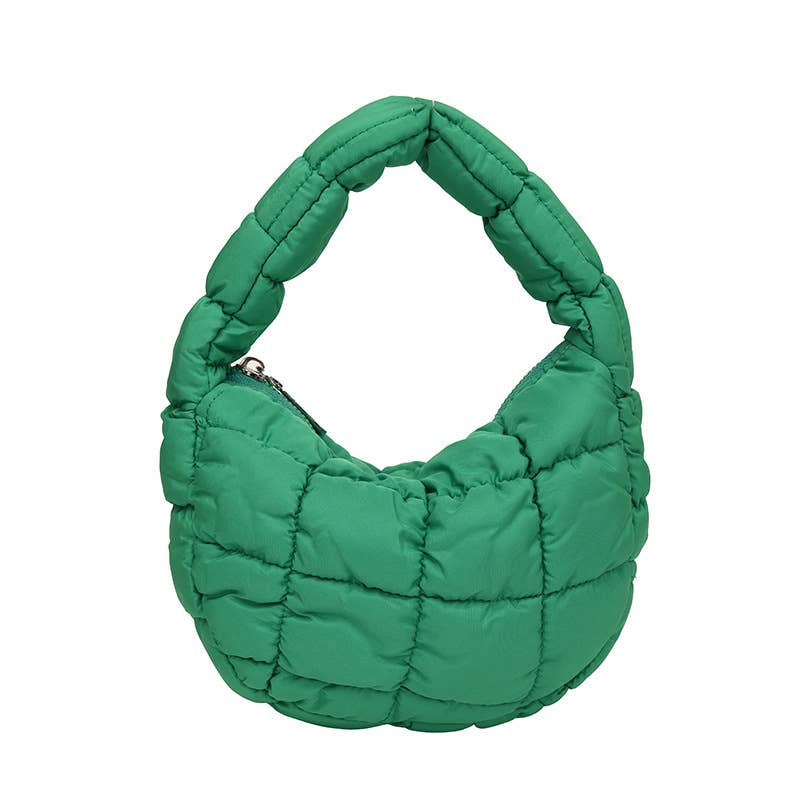 Puff pleated bubble small quilted tote bag