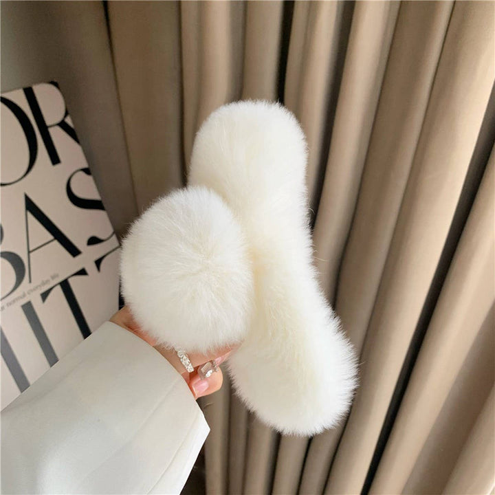 Large Rabbit Fur Hair Claw - Fluffy Winter Clip_CWAHA3307