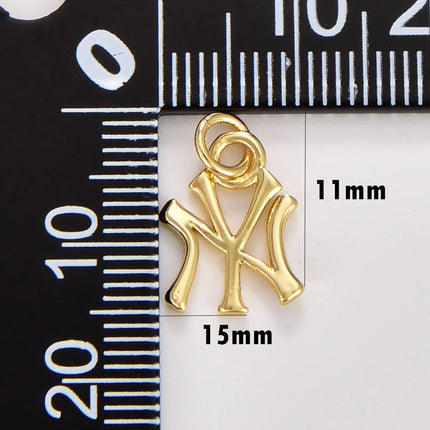 Gold Filled New York Initial Fan Charm, NY Baseball CP1669