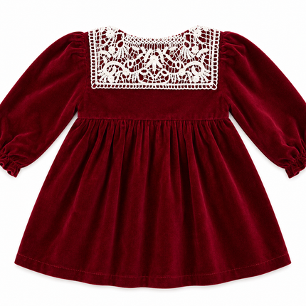 Red Velvet Long Sleeve Baby Girl Dress