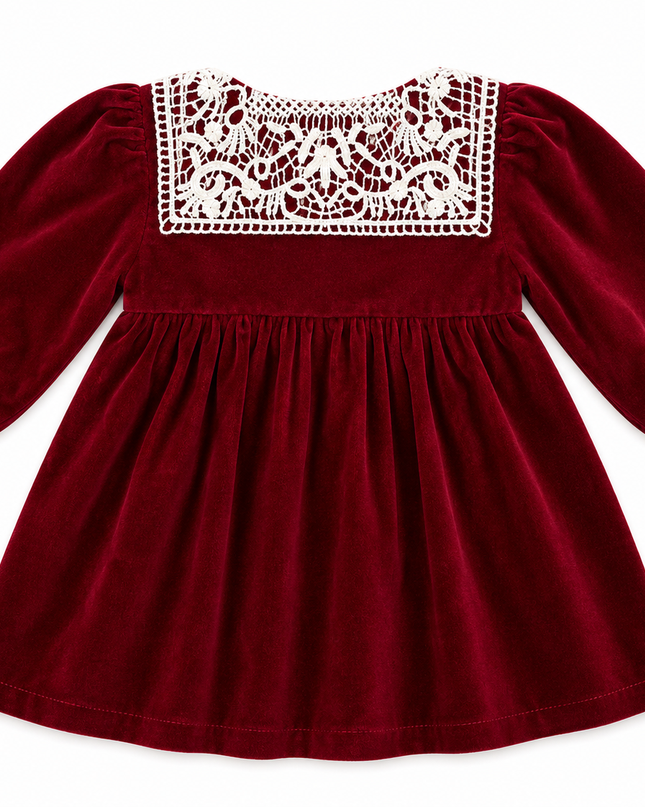 Red Velvet Long Sleeve Baby Girl Dress