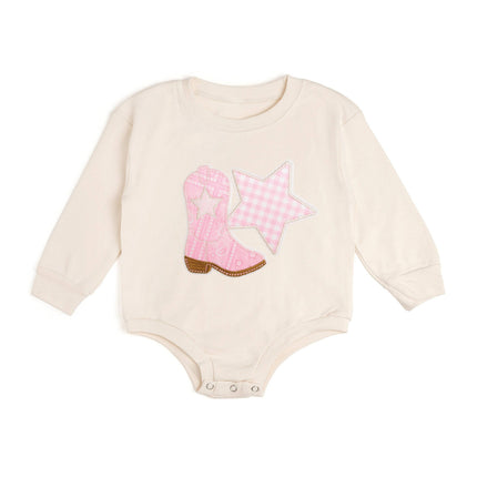 Bandana Cowgirl Patch Western Long Sleeve Romper - Baby