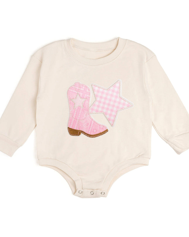 Bandana Cowgirl Patch Western Long Sleeve Romper - Baby