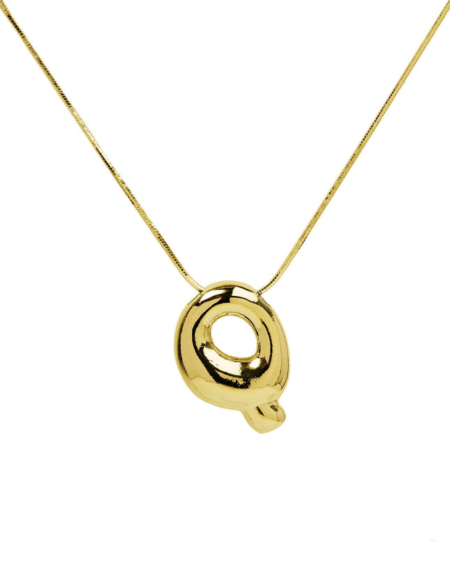 Initial Balloon Waterdrop 18K Gold Necklace