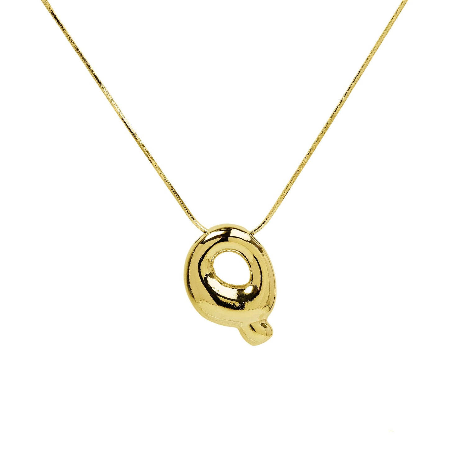 Initial Balloon Waterdrop 18K Gold Necklace