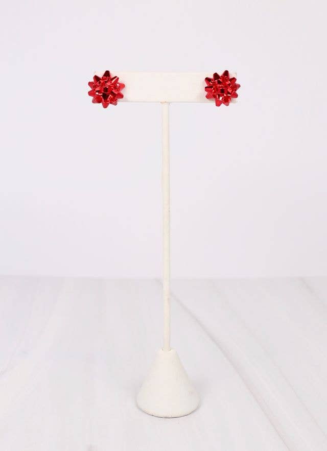 Bow Topper Earring RED