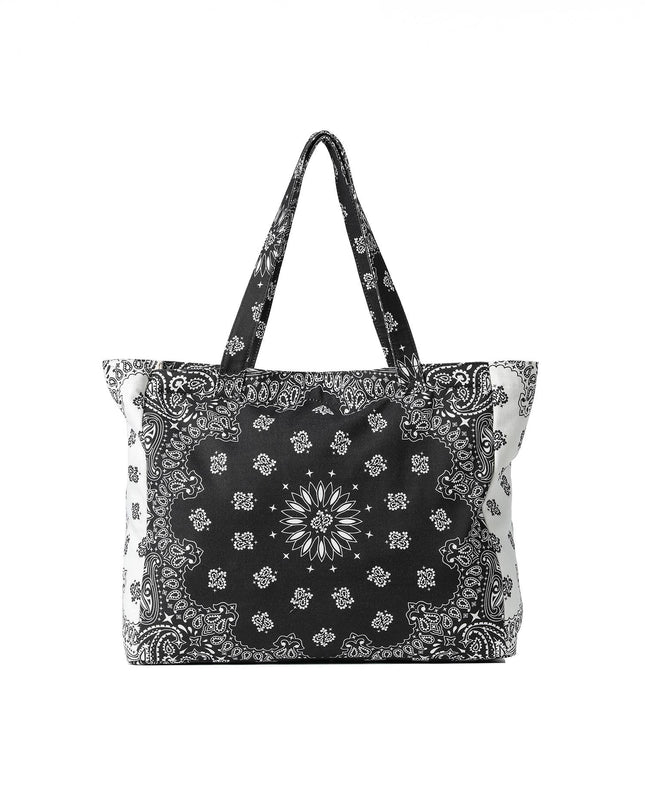 Bandana Print Canvas Tote -Bailey Black/White