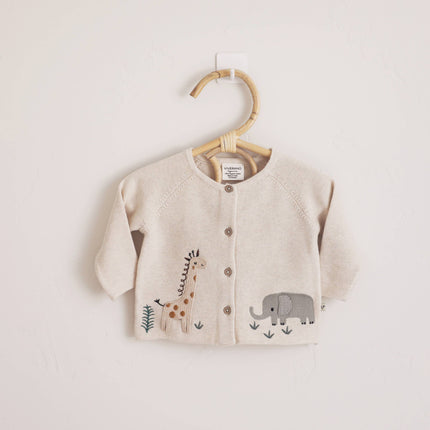 Animal Safari Embroidered Baby Cardigan Sweater