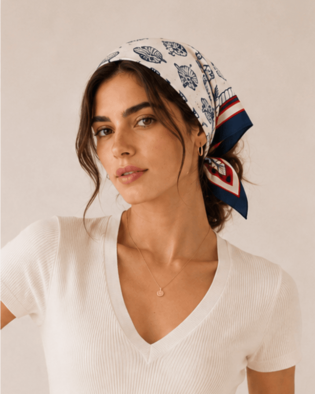 Sea Print Square Scarf