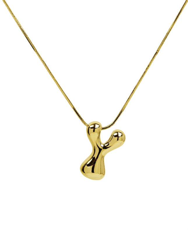 Initial Balloon Waterdrop 18K Gold Necklace