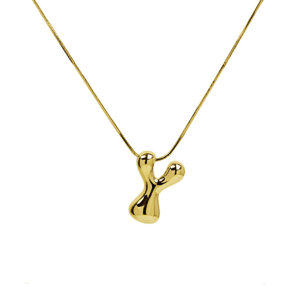 Initial Balloon Waterdrop 18K Gold Necklace