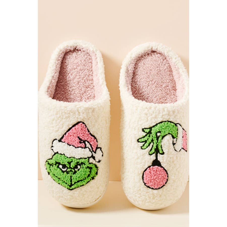 Christmas Green Monster Fuzzy Fleece Soft Slipper