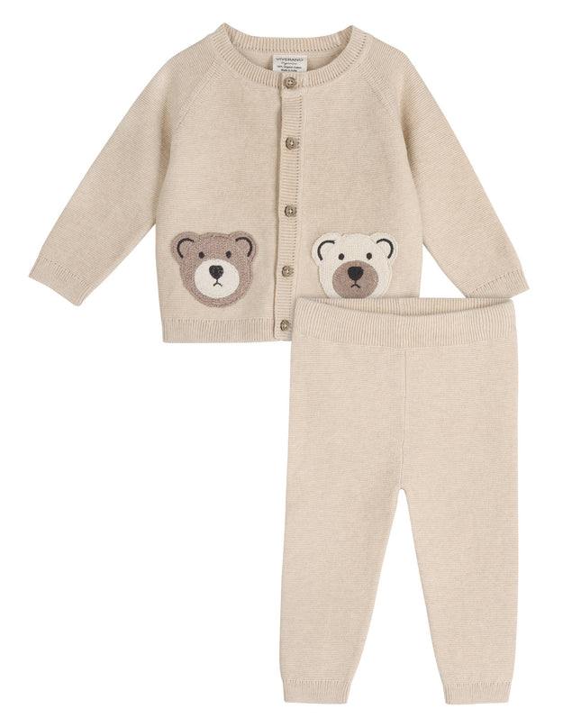 Cozy Bear Applique Knit Baby Cardigan (Organic Cotton)
